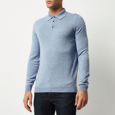 Light blue merino wool blend jumper